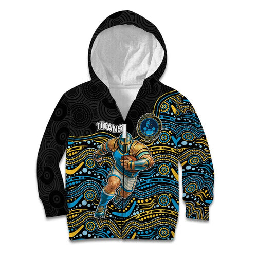 Custom Titans Kid Hoodie Knight Mascot With Aboriginal Indigenous