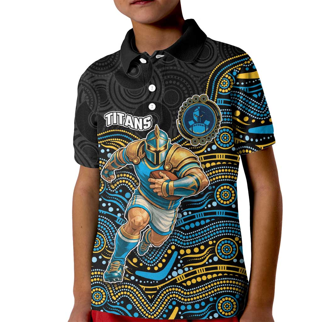 Custom Titans Kid Polo Shirt Knight Mascot With Aboriginal Indigenous