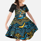 Custom Titans Kid Short Sleeve Dress Knight Mascot With Aboriginal Indigenous
