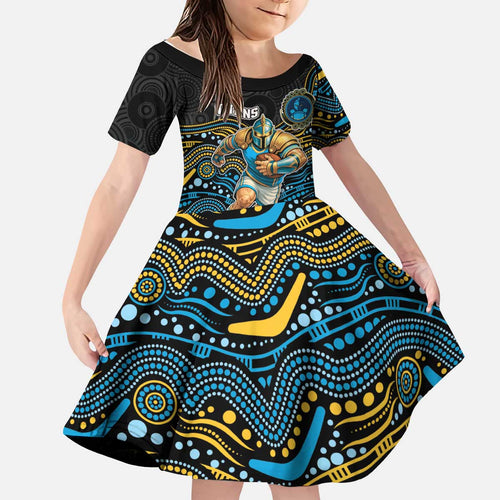 Custom Titans Kid Short Sleeve Dress Knight Mascot With Aboriginal Indigenous
