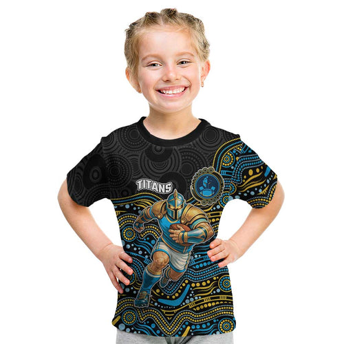 Custom Titans Kid T Shirt Knight Mascot With Aboriginal Indigenous