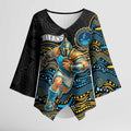 Custom Titans Kimono Sleeve Blouse Knight Mascot With Aboriginal Indigenous