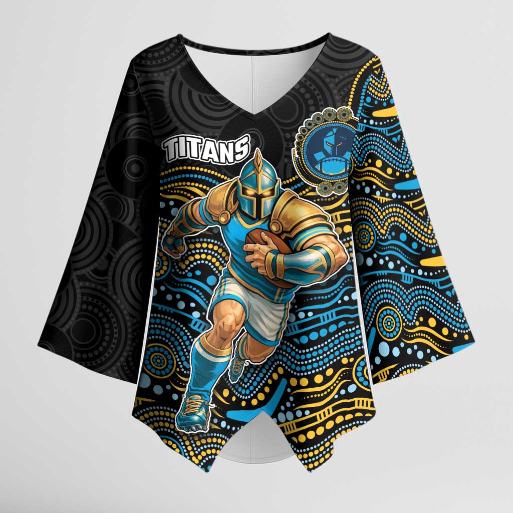 Custom Titans Kimono Sleeve Blouse Knight Mascot With Aboriginal Indigenous