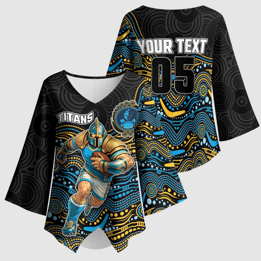 Custom Titans Kimono Sleeve Blouse Knight Mascot With Aboriginal Indigenous