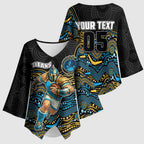 Custom Titans Kimono Sleeve Blouse Knight Mascot With Aboriginal Indigenous
