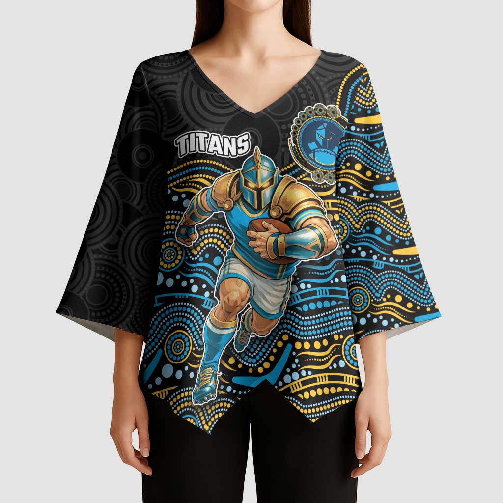Custom Titans Kimono Sleeve Blouse Knight Mascot With Aboriginal Indigenous