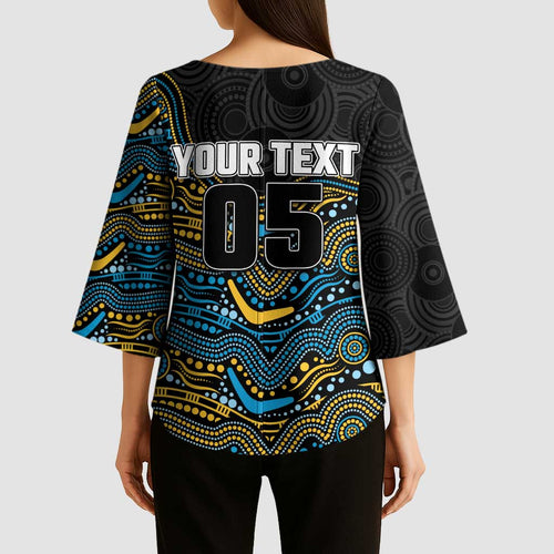 Custom Titans Kimono Sleeve Blouse Knight Mascot With Aboriginal Indigenous