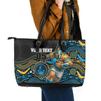 Custom Titans Leather Tote Bag Knight Mascot With Aboriginal Indigenous