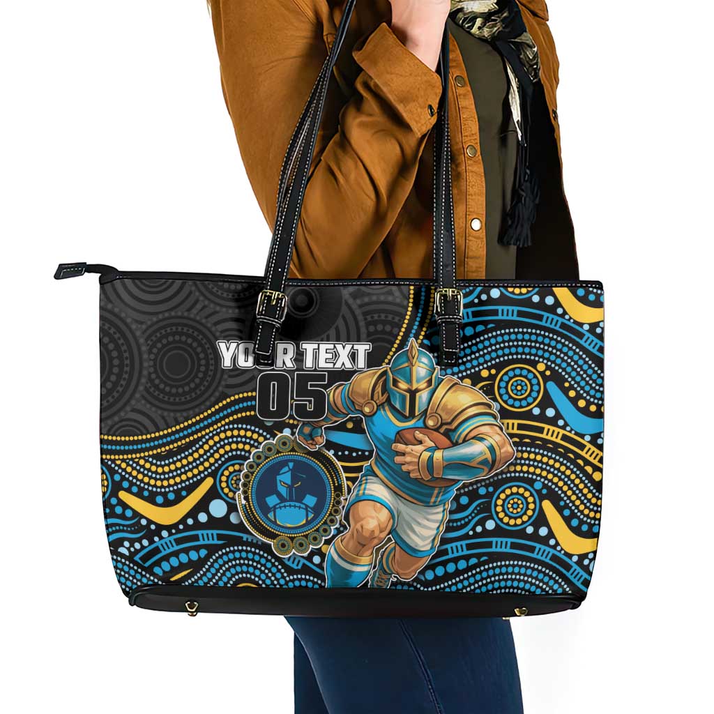 Custom Titans Leather Tote Bag Knight Mascot With Aboriginal Indigenous