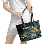 Custom Titans Leather Tote Bag Knight Mascot With Aboriginal Indigenous