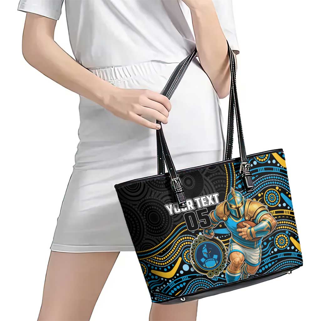 Custom Titans Leather Tote Bag Knight Mascot With Aboriginal Indigenous