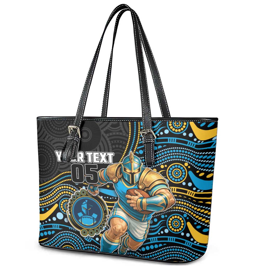 Custom Titans Leather Tote Bag Knight Mascot With Aboriginal Indigenous