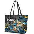 Custom Titans Leather Tote Bag Knight Mascot With Aboriginal Indigenous