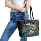 Custom Titans Leather Tote Bag Knight Mascot With Aboriginal Indigenous