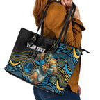 Custom Titans Leather Tote Bag Knight Mascot With Aboriginal Indigenous