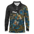 Custom Titans Long Sleeve Polo Shirt Knight Mascot With Aboriginal Indigenous