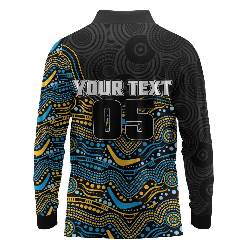Custom Titans Long Sleeve Polo Shirt Knight Mascot With Aboriginal Indigenous