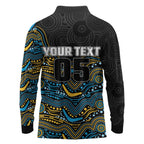 Custom Titans Long Sleeve Polo Shirt Knight Mascot With Aboriginal Indigenous