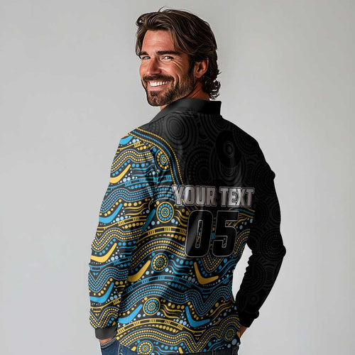 Custom Titans Long Sleeve Polo Shirt Knight Mascot With Aboriginal Indigenous