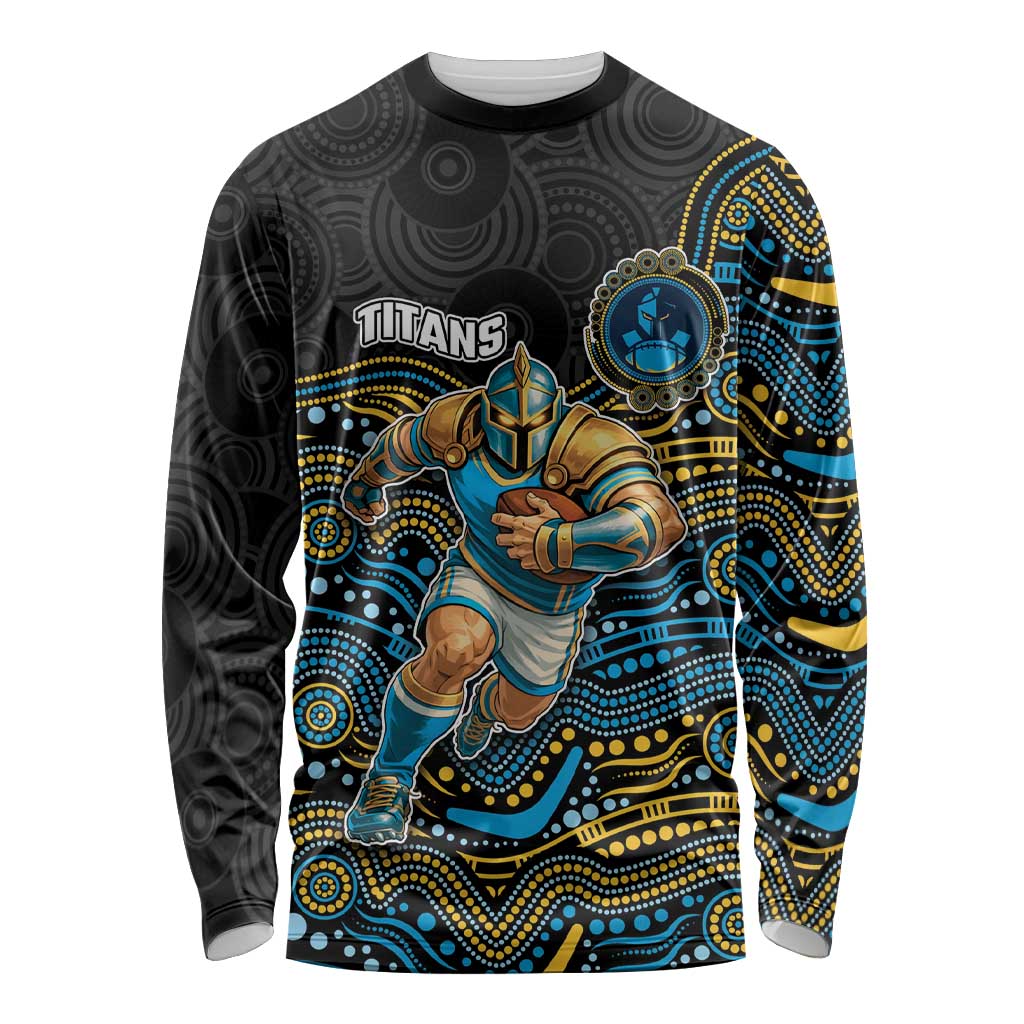 Custom Titans Long Sleeve Shirt Knight Mascot With Aboriginal Indigenous