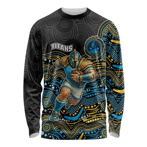 Custom Titans Long Sleeve Shirt Knight Mascot With Aboriginal Indigenous