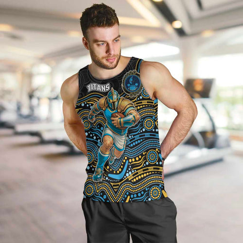 Custom Titans Men Tank Top Knight Mascot With Aboriginal Indigenous