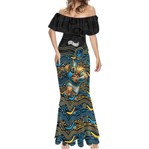 Custom Titans Mermaid Dress Knight Mascot With Aboriginal Indigenous
