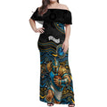 Custom Titans Off Shoulder Maxi Dress Knight Mascot With Aboriginal Indigenous