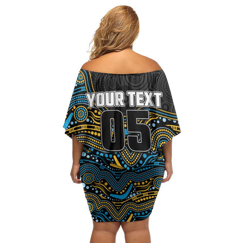 Custom Titans Off Shoulder Short Dress Knight Mascot With Aboriginal Indigenous