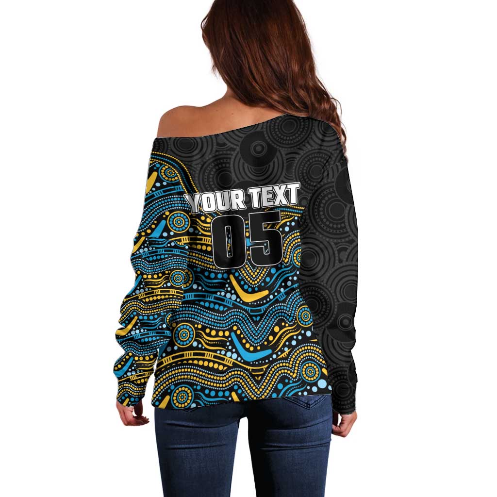 Custom Titans Off Shoulder Sweater Knight Mascot With Aboriginal Indigenous
