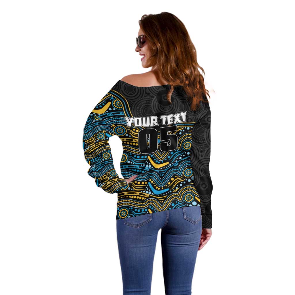Custom Titans Off Shoulder Sweater Knight Mascot With Aboriginal Indigenous