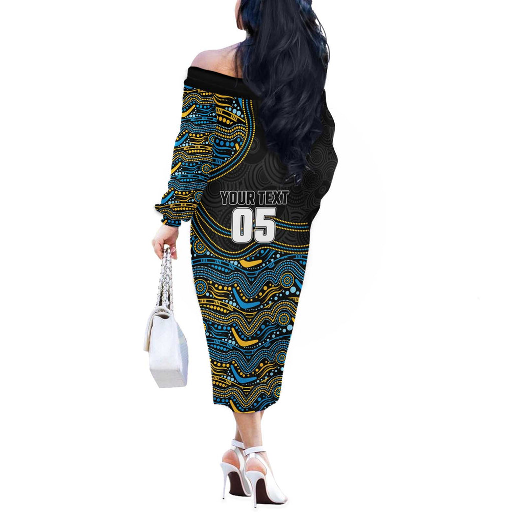 Custom Titans Off The Shoulder Long Sleeve Dress Knight Mascot With Aboriginal Indigenous