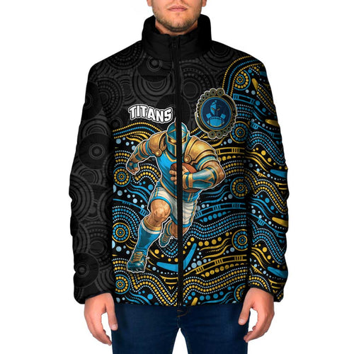 Custom Titans Padded Jacket Knight Mascot With Aboriginal Indigenous