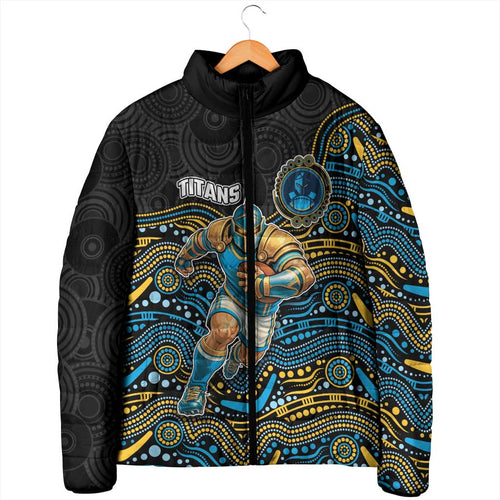 Custom Titans Padded Jacket Knight Mascot With Aboriginal Indigenous