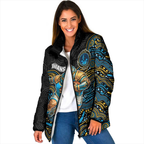 Custom Titans Padded Jacket Knight Mascot With Aboriginal Indigenous