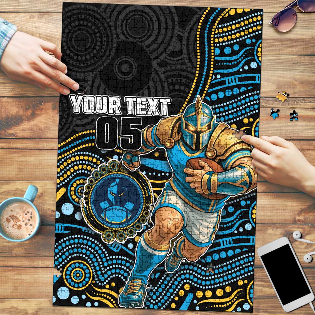 Custom Titans Puzzle Knight Mascot With Aboriginal Indigenous
