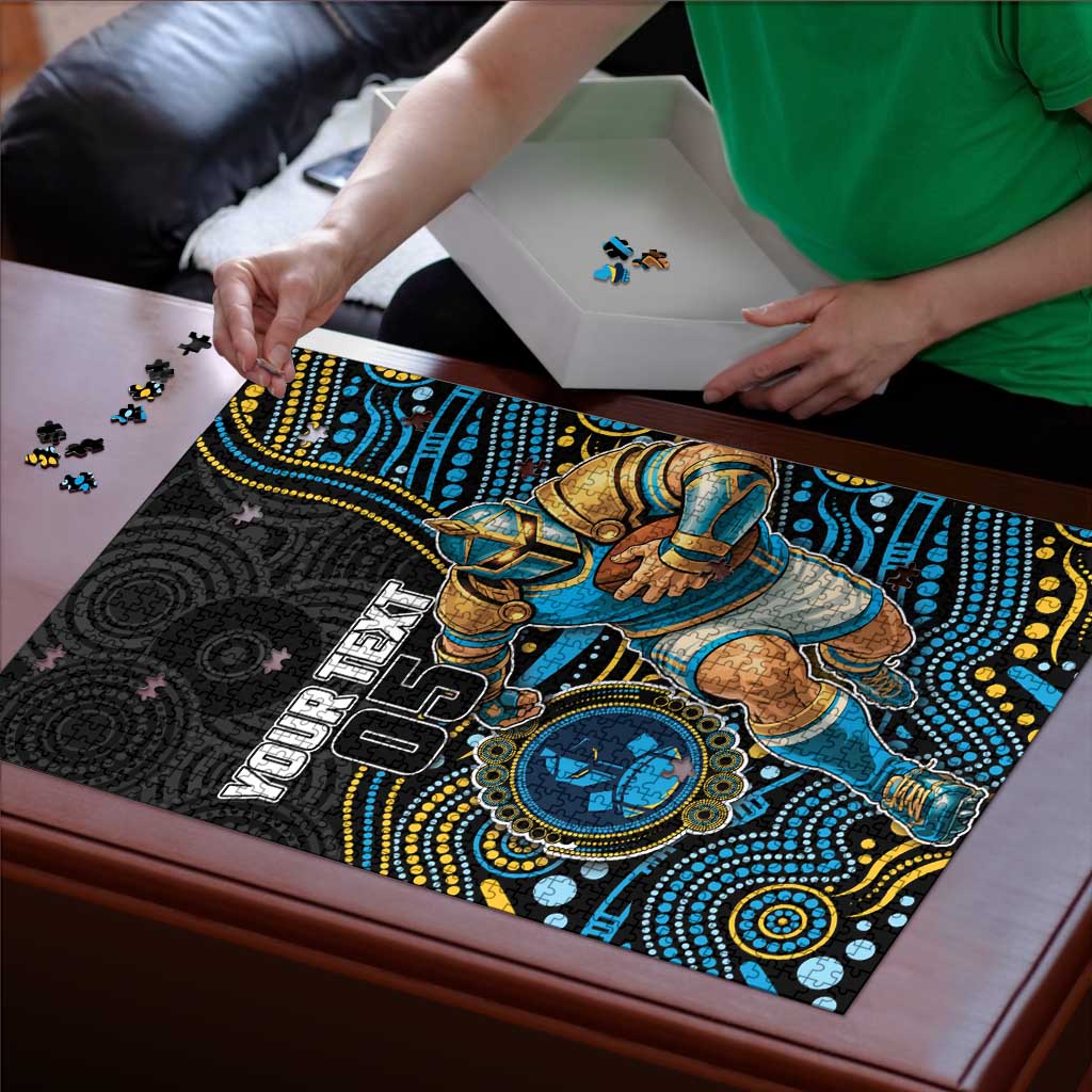 Custom Titans Puzzle Knight Mascot With Aboriginal Indigenous