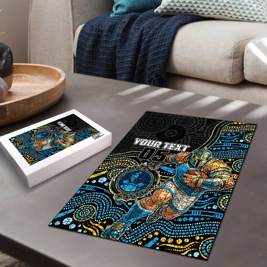 Custom Titans Puzzle Knight Mascot With Aboriginal Indigenous