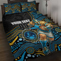 Custom Titans Quilt Bed Set Knight Mascot With Aboriginal Indigenous