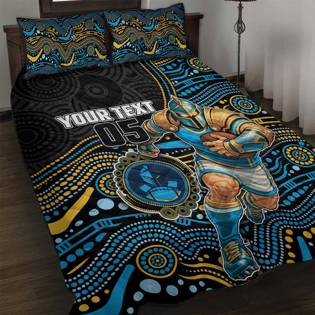 Custom Titans Quilt Bed Set Knight Mascot With Aboriginal Indigenous