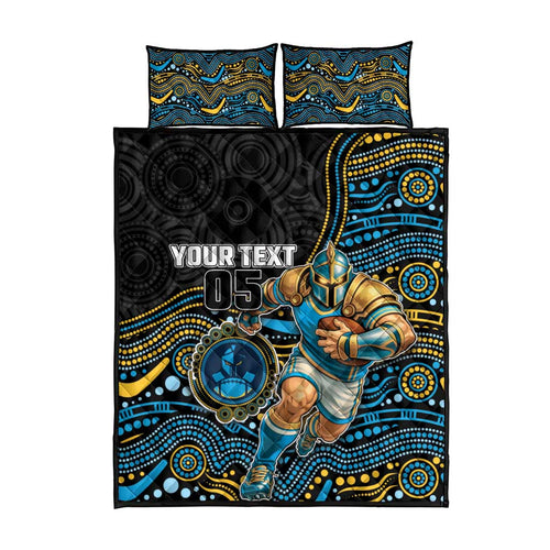 Custom Titans Quilt Bed Set Knight Mascot With Aboriginal Indigenous