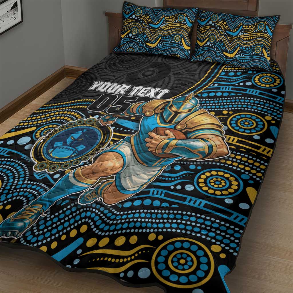 Custom Titans Quilt Bed Set Knight Mascot With Aboriginal Indigenous