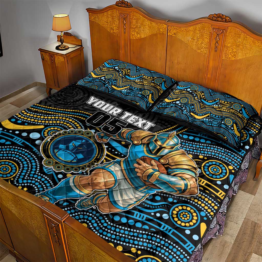 Custom Titans Quilt Bed Set Knight Mascot With Aboriginal Indigenous