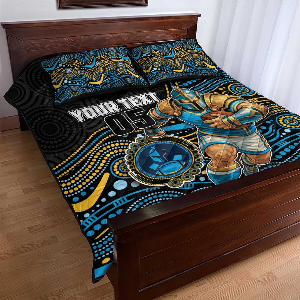 Custom Titans Quilt Bed Set Knight Mascot With Aboriginal Indigenous