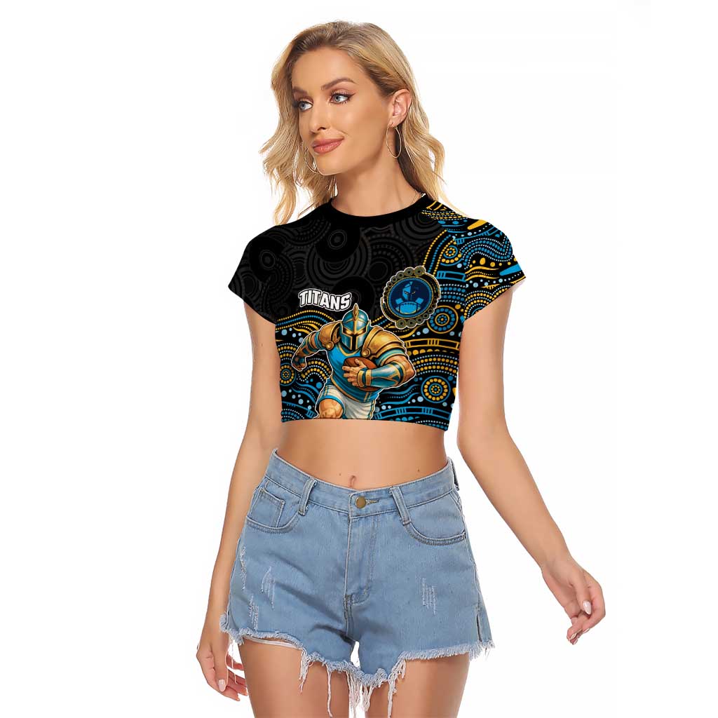 Custom Titans Raglan Cropped T Shirt Knight Mascot With Aboriginal Indigenous