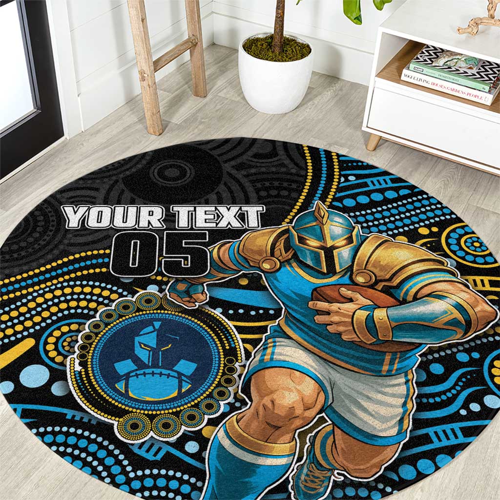Custom Titans Round Carpet Knight Mascot With Aboriginal Indigenous