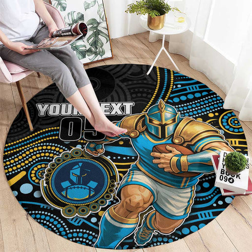 Custom Titans Round Carpet Knight Mascot With Aboriginal Indigenous