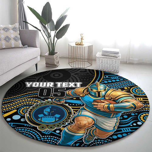 Custom Titans Round Carpet Knight Mascot With Aboriginal Indigenous
