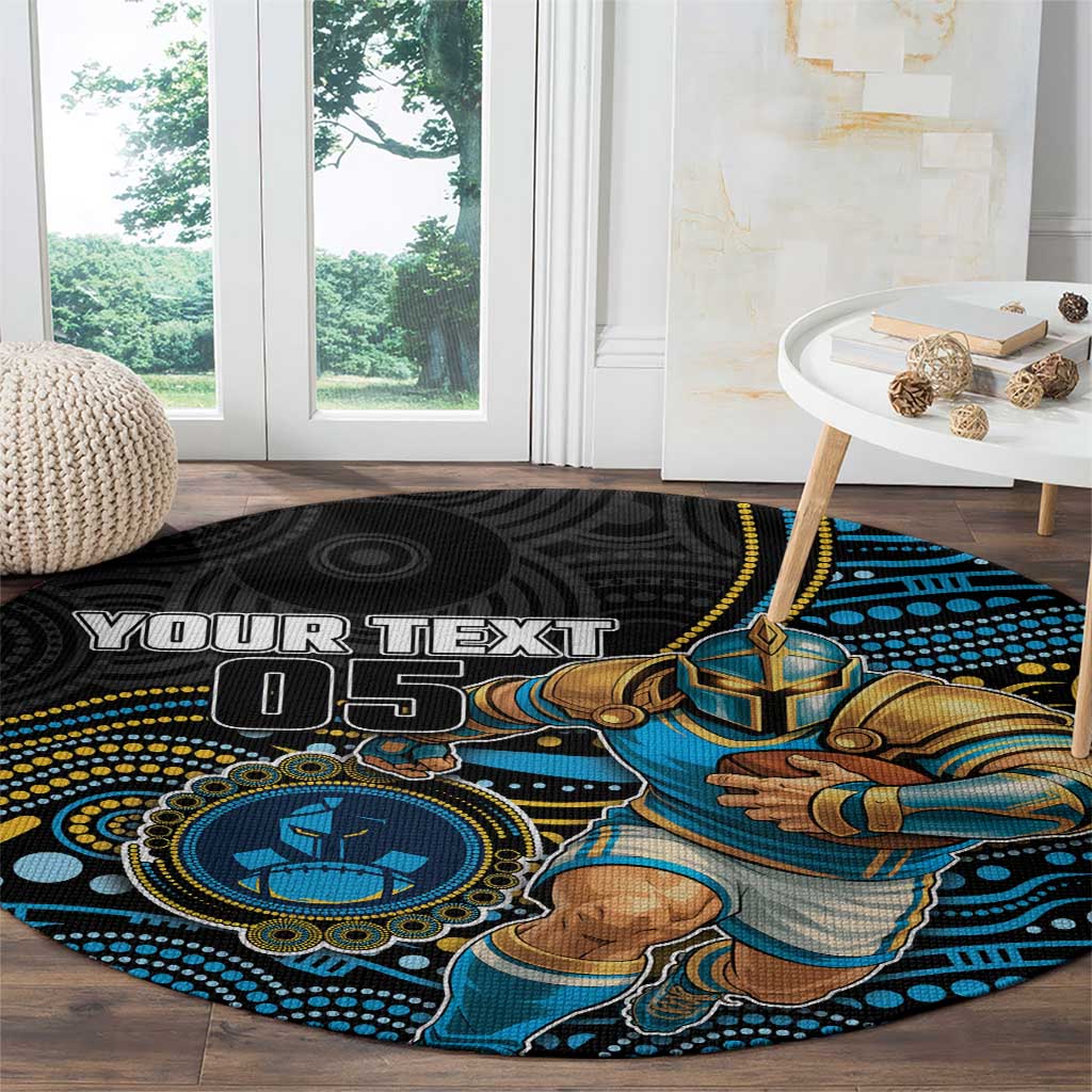 Custom Titans Round Carpet Knight Mascot With Aboriginal Indigenous
