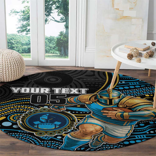 Custom Titans Round Carpet Knight Mascot With Aboriginal Indigenous